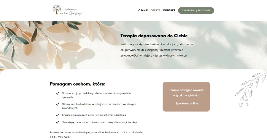 Od jednego linku do gotowej strony – case study strony dla psychoterapeutki