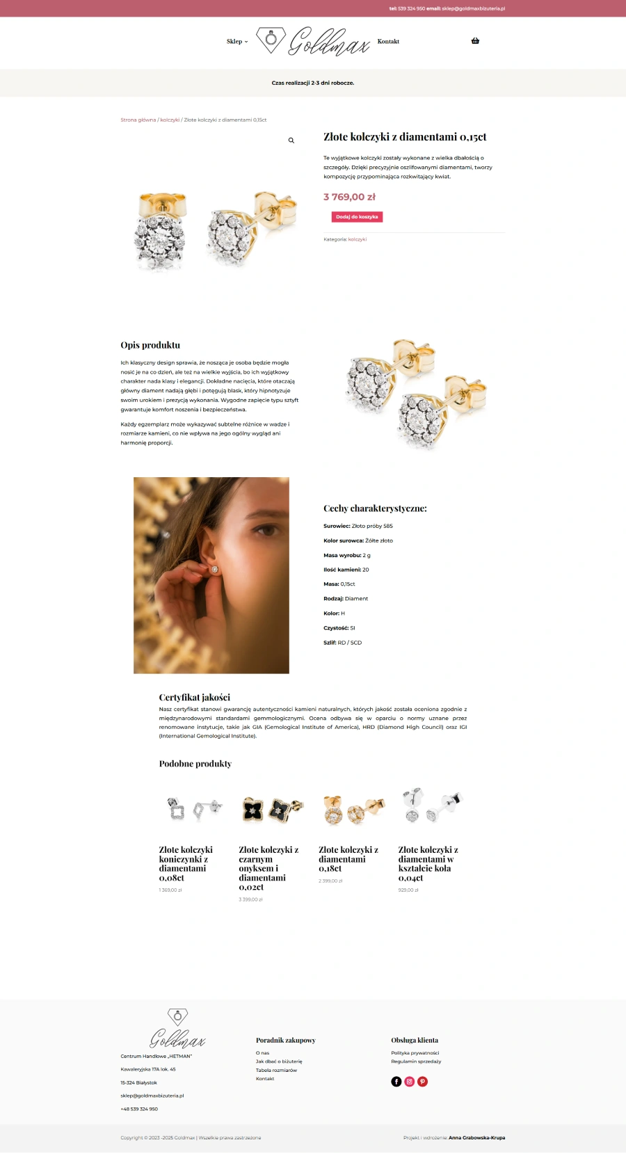 Projekt strony dla Elwira Korycka